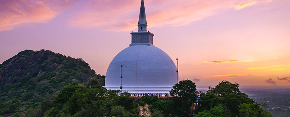 Anuradhapura sacred city stupa at sunset